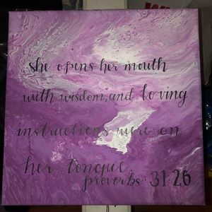 Customized abstract painting with text; $50
